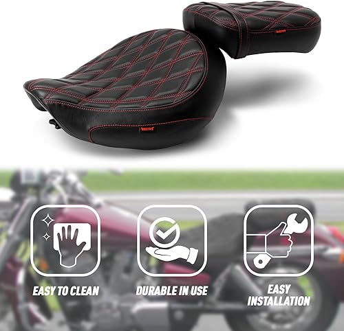 Miniatura 4 de Asiento de pasajero de motocicleta con costuras de patrón de diamante compatible con Shadow ACE VT750 VTC750C VTC750CD 1998-2003