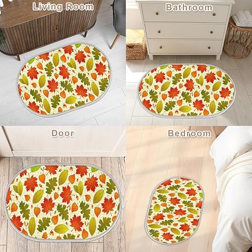 Miniatura 9 de Tavisto Maple Leaf Bathroom Rug Mat Memory Foam Soft Plush Area Rug Non-Slip Absorbent Oval Rug for Bedroom Bathroom Bathtub Shower (Oval, 40×60cm)