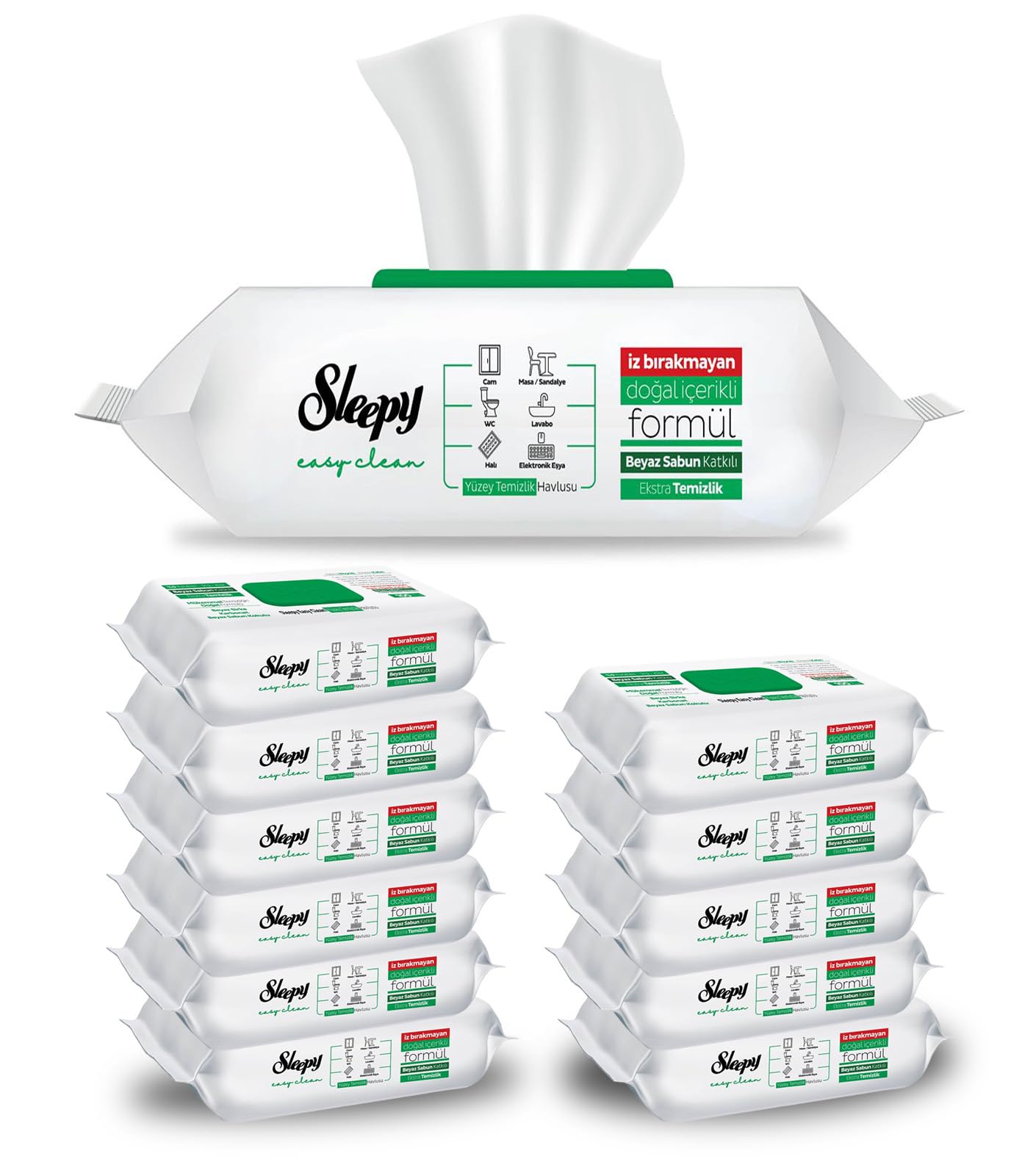 Clearfee Lingettes de nettoyage XXL Lot de 12 paquets de 100 lingettes jetables sans chlore paraben 100 feuilles