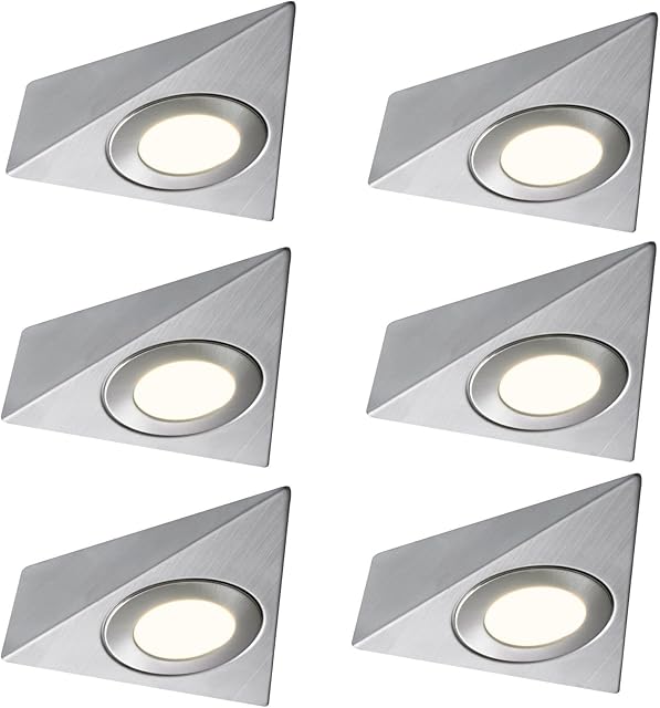 Lighting Innovations 6 X LED Triangle Light Mains Kitchen Under Unit Cabinet Cupboard Warm White