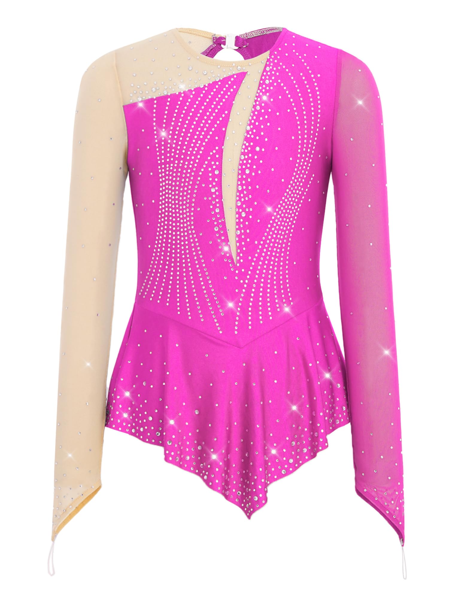 JEATHA Maillot De Patinaje Artístico para Niñas Vestido De Manga Larga con Falda Body De Ballet Gimnasia Vestido De Bailarina Actuación — view 6