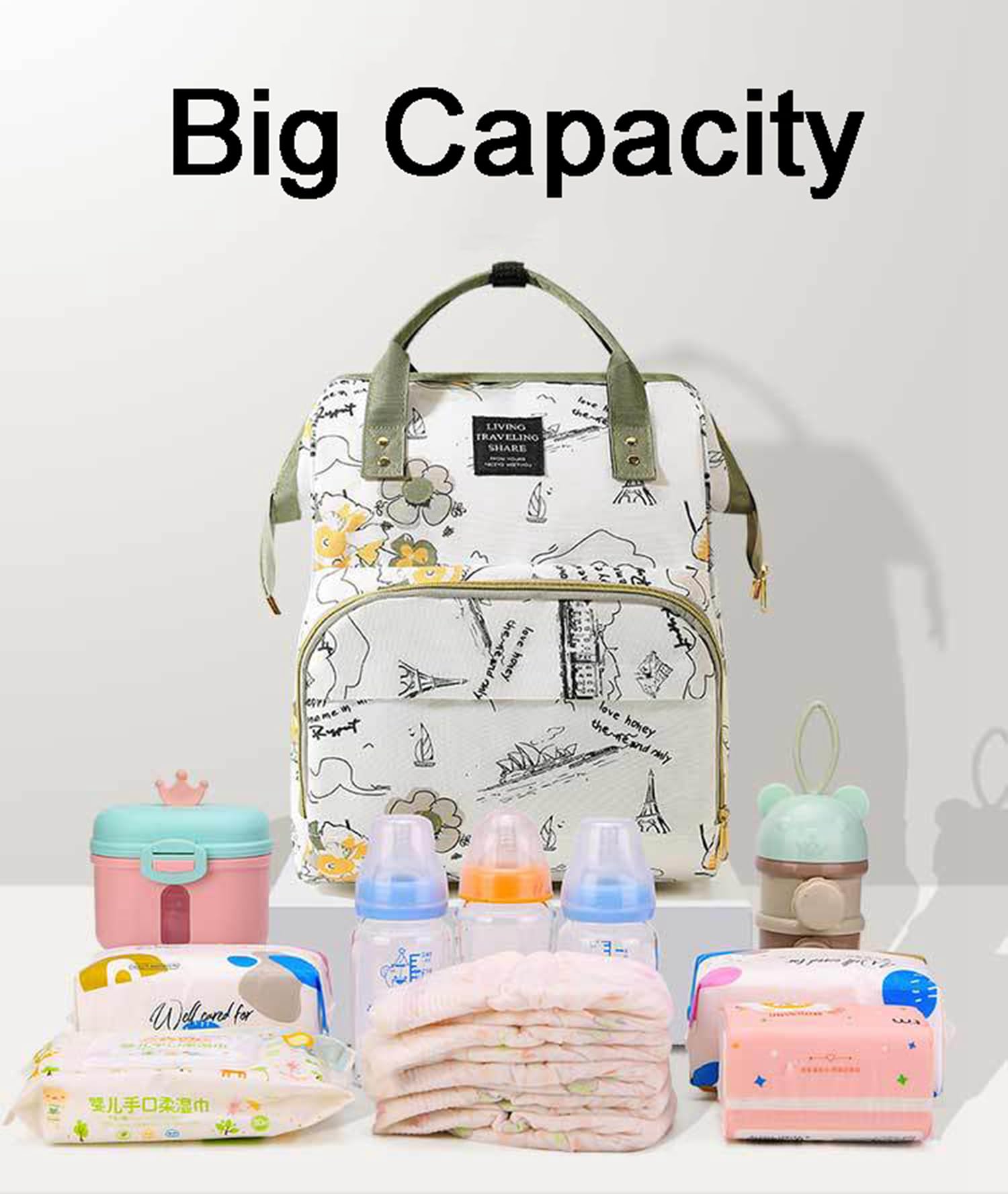 Ybberik Diaper Bag Backpack with Insulated Pockets, Stroller Straps, USB Charging Port, Large Lightweight Diaper Bag for Girls Boys