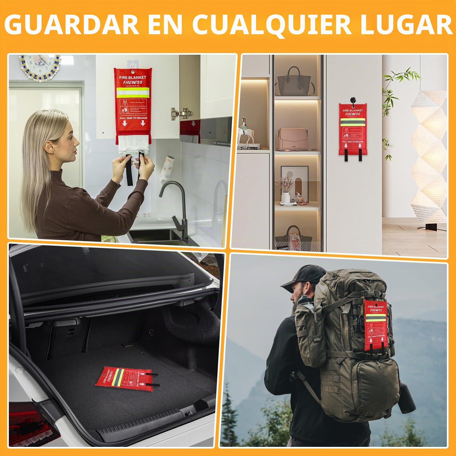 Manta Ignifuga, 1 Piezas - de Fibra de Vidrio, Manta de Emergencia contra Incendios para Cocina