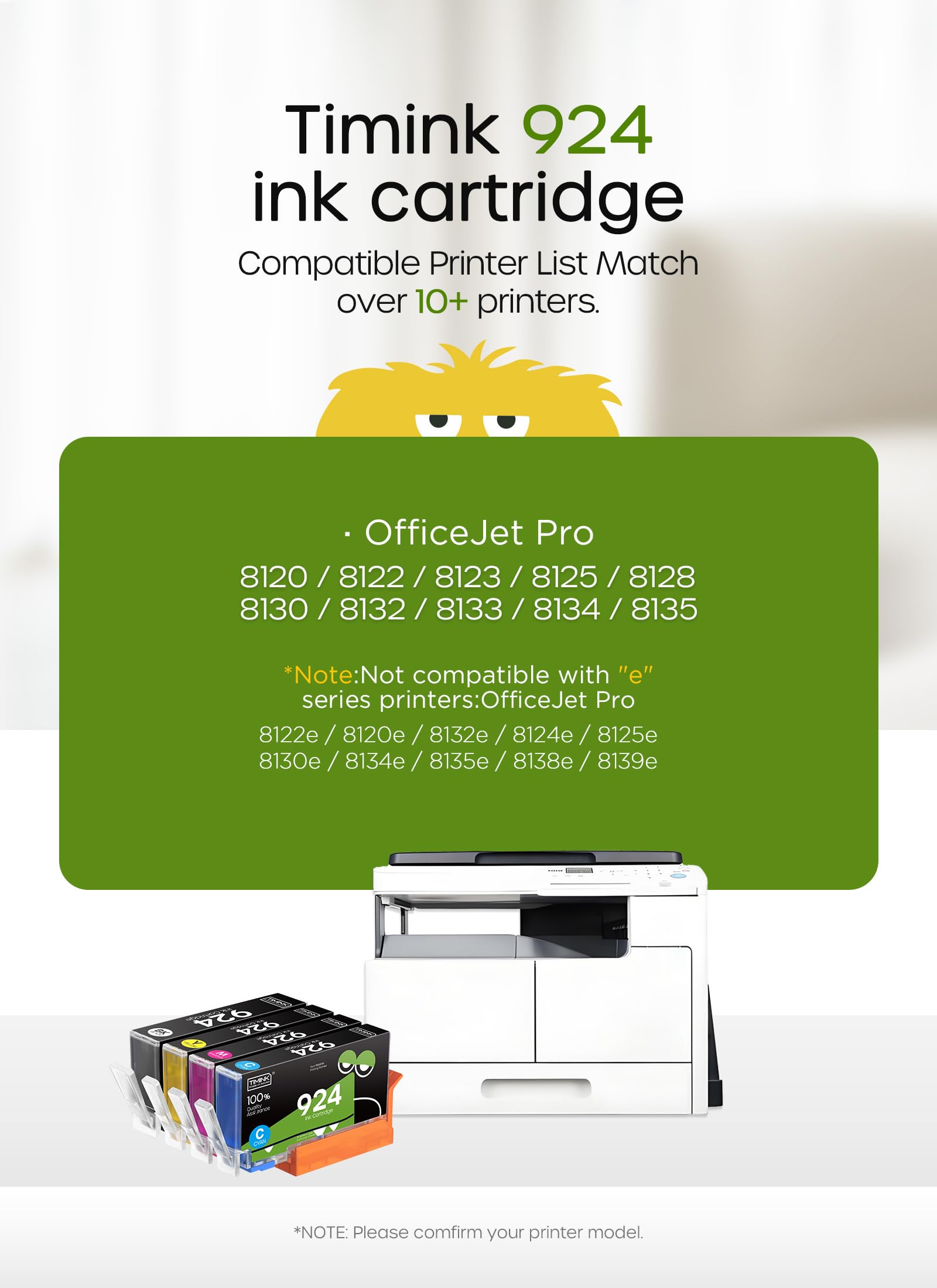 4 Piezas Cartuchos 924XL (con Chip) Compatibles con HP 924 Multipack 924E 924 XL para HP OfficeJet Pro 8120 8122 8123 8125 8128 8130 8132 8133 8134 8135 Cartuchos de Impresión