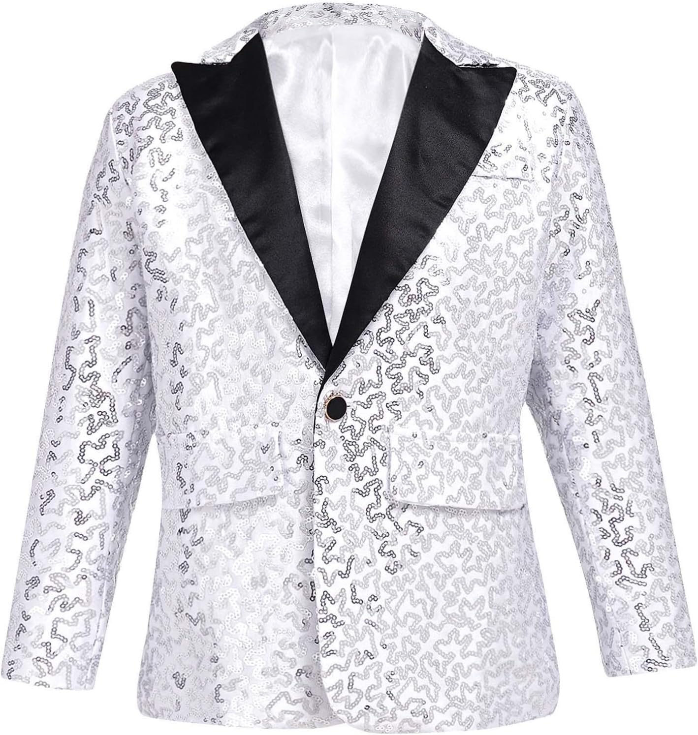 iiniim Boys Sparkly Blazer Sequin Satin Lapel Suit Coat