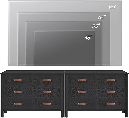 Miniatura 2 de WAMPAT Cómoda para dormitorio con 12 cajones, cómoda negra para niños con cómoda ancha, organizador de almacenamiento moderno para armario de bebé,