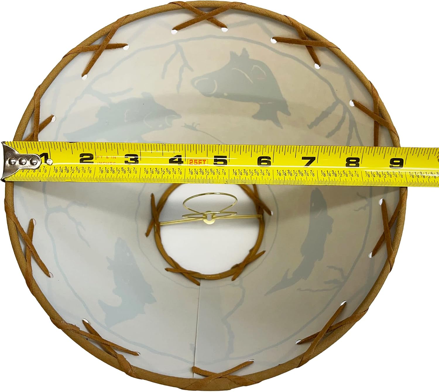 Rustic Oiled Craft Paper Clip-On Lamp Shade with Fish Design - 9"