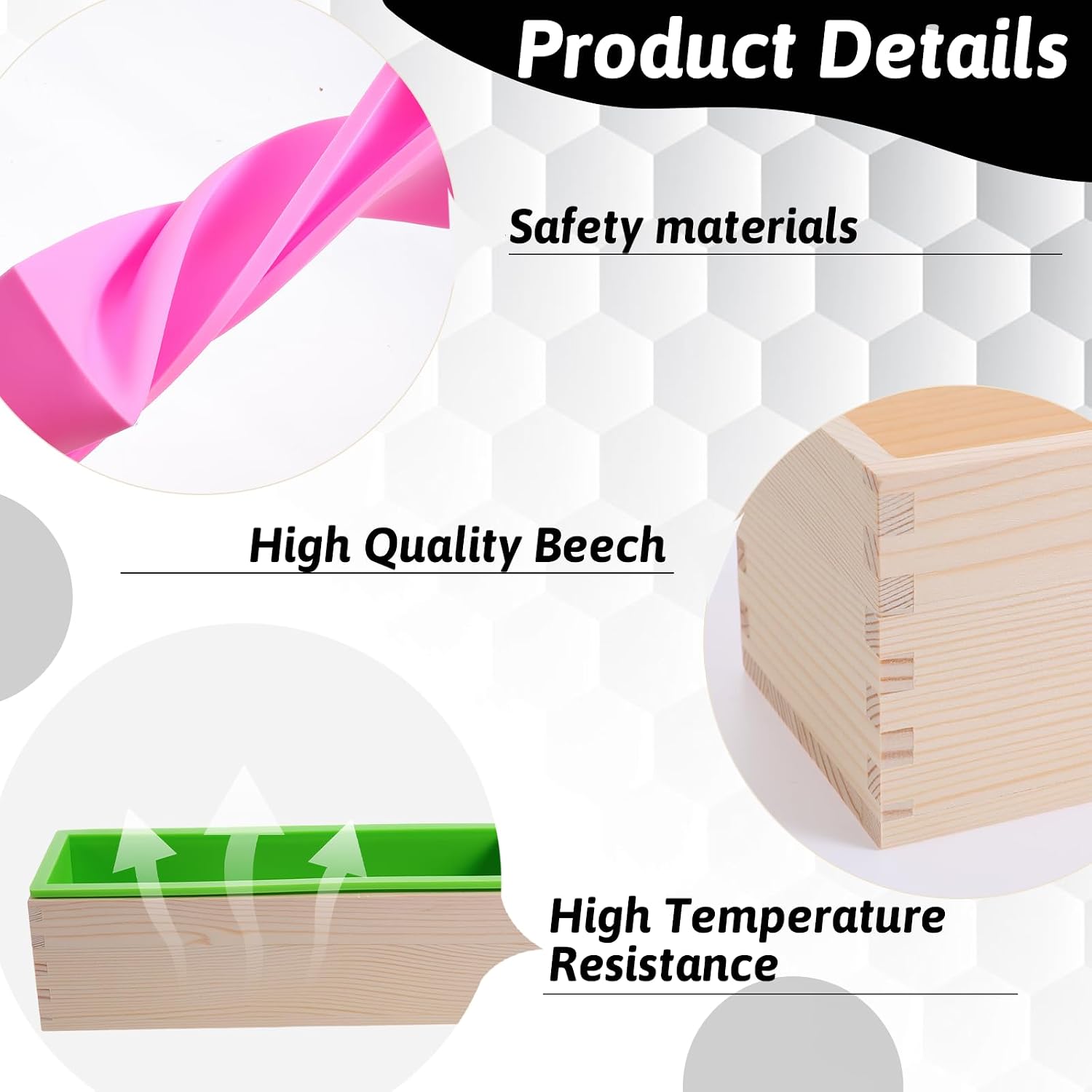 3 Pcs 42oz Soap Loaf Mold, Flexible Rectangular Soap Silicone Mold with Wood Box, DIY Tool for Soap and Handicrafts