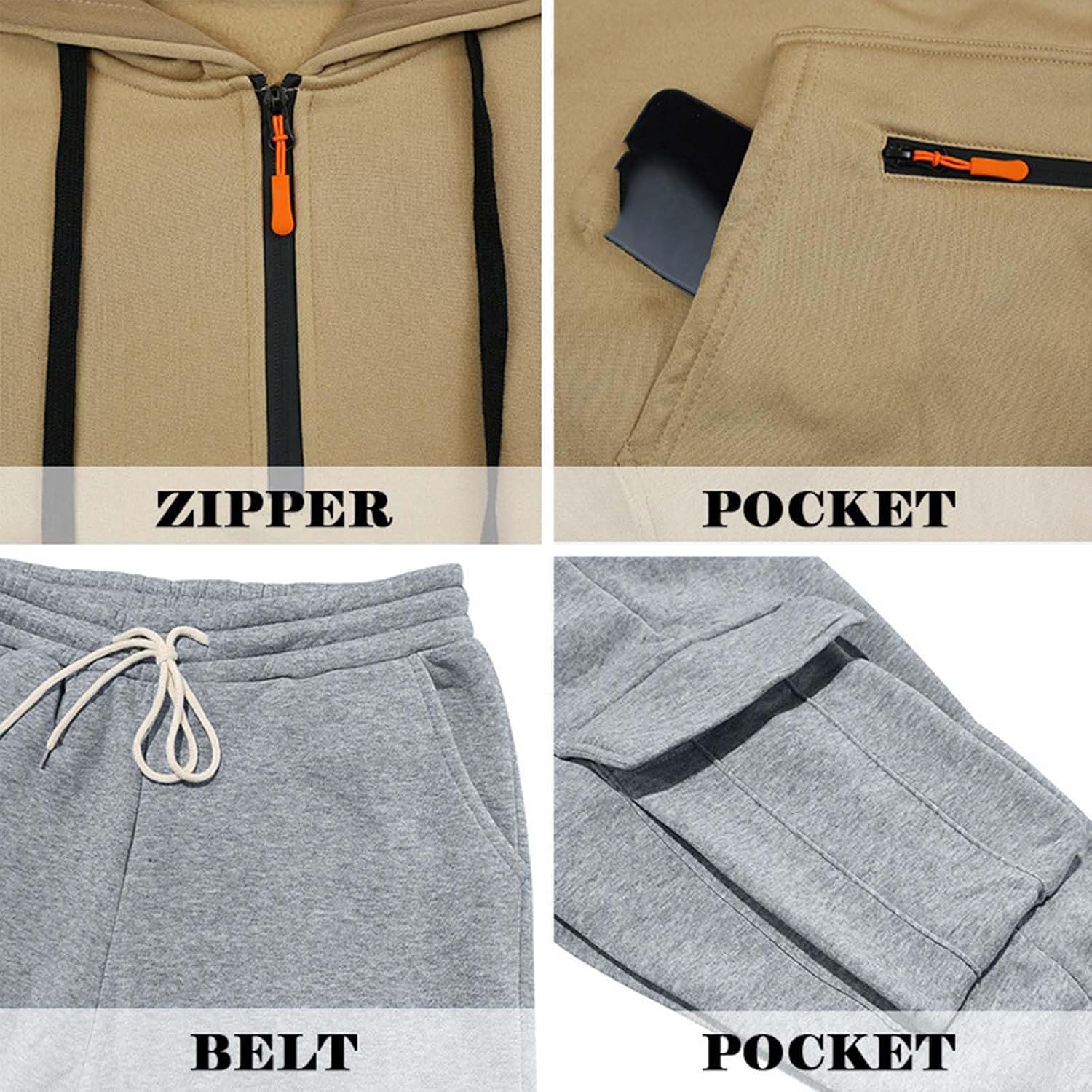 Mens Sweat Set Winter Outfits 2 Piece Sweatsuit Hoodie Sweatpant Outfit