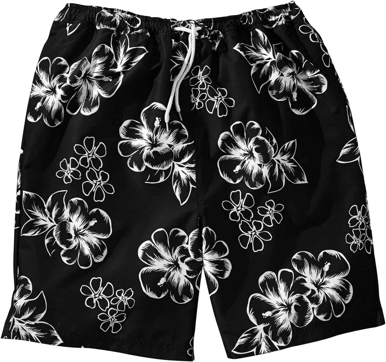 KingSize Men's Big & Tall Hibiscus Print 8" Swim Trunks