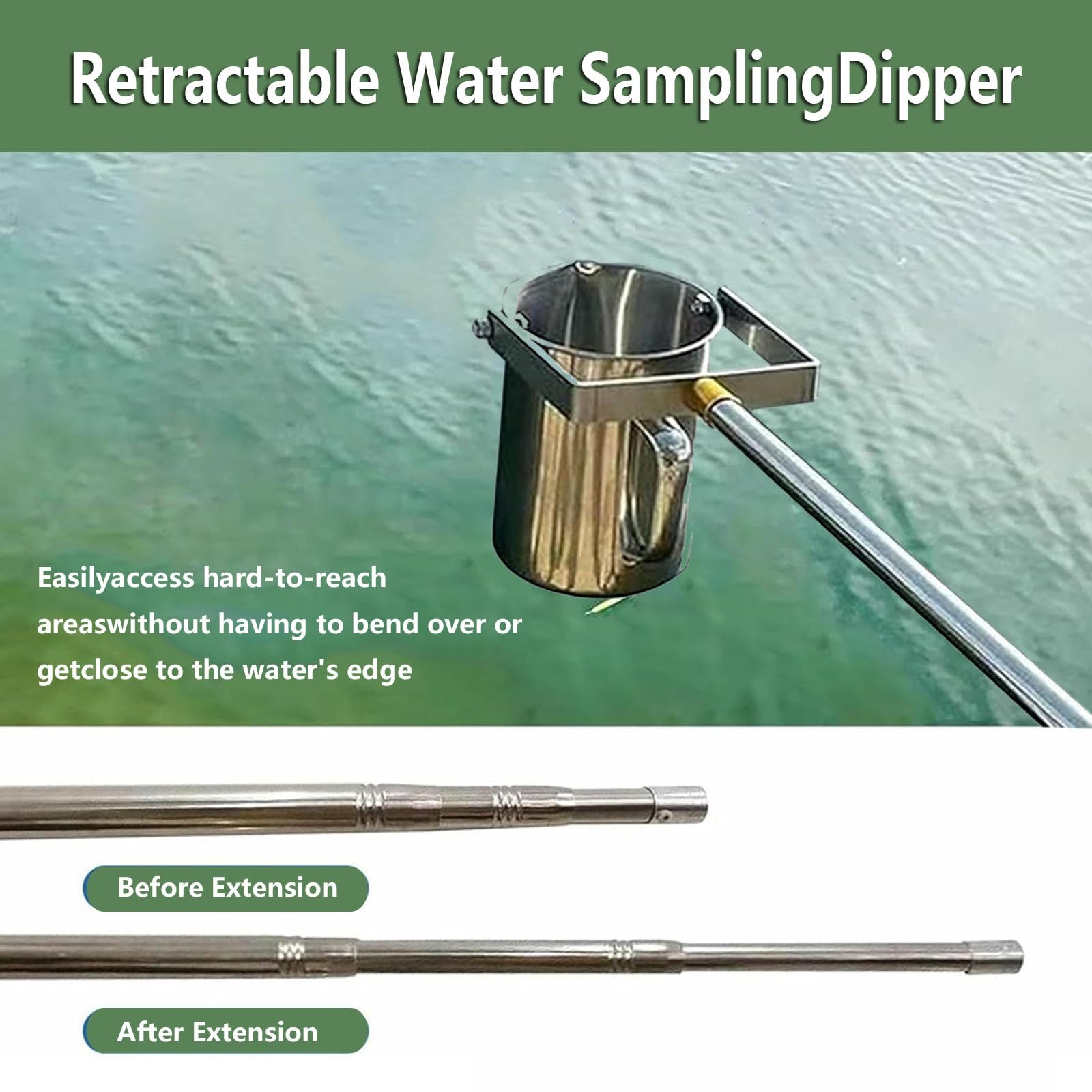 Campionatore d'acqua telescopico da 500/1000 ml, kit di campioni d'acqua a pendolo in acciaio inossidabile, campionatore d'acqua con perno girevole e fisso per impianti di produzione (dimensioni: 0,6