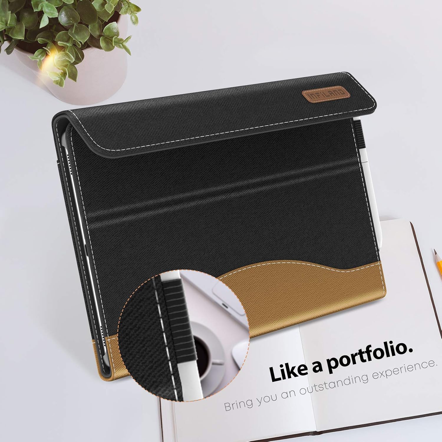 Infiland Samsung Galaxy Tab A 10.1 2019 Case, Multi-Angle Business Cover Built in Pocket Compatible with Samsung Galaxy Tab A 10.1 Inch Model SM-T510/SM-T515 2019 Release Tablet, Black