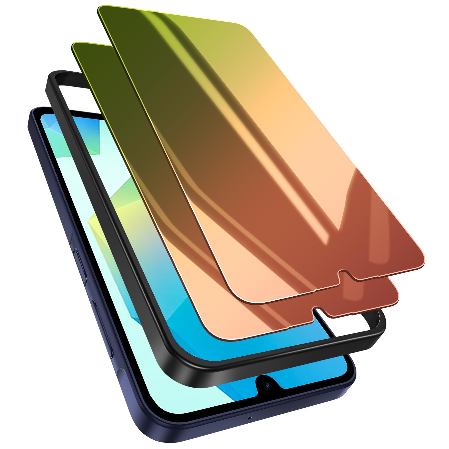 WYQLTD 2 Pack for Samsung Galaxy A16 / A17 5G Privacy Screen Protector Glass, Red to Green Gradient, Anti-Spy Anti-Blue Light Anti-Scratch No Bubble