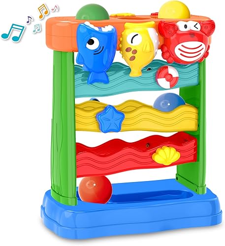 Juguetes para niños y niñas de 1, 2, 3 años, juguete musical para niños pequeños de 6-12-18-24 meses, juguetes Montessori interactivos con luz y