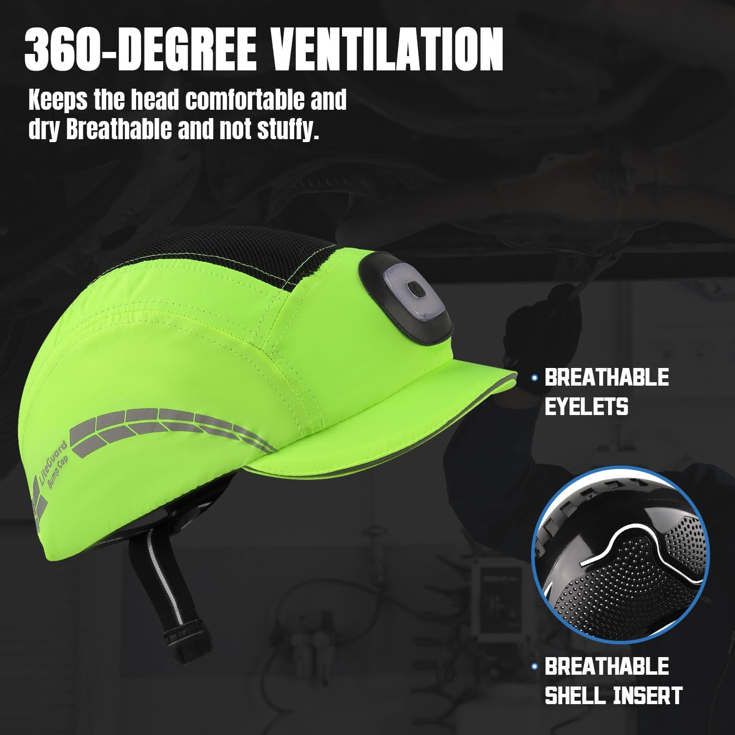 UM ULTRAMAXX Lightweight Bump Cap with Reflective Stripes, Breathable Baseball Cap Style, Head Protection Hard Hat for Men Women