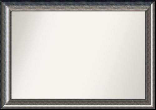 Amanti Art Espejo de baño plateado para sobre el fregadero, 31 x 44 pulgadas, espejo de tocador rectangular Quicksilver Scoop personalizado, marco