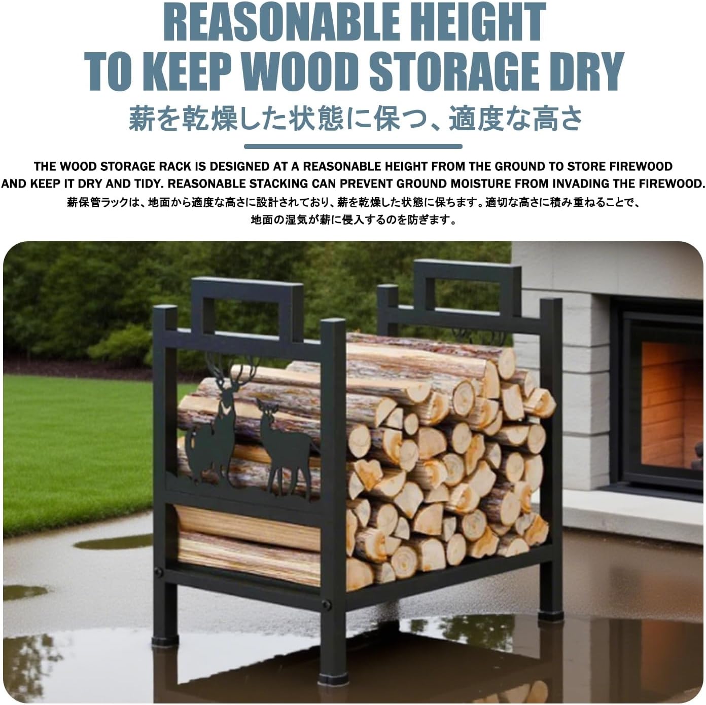 Firewood Log Rack for Indoor and Outdoor Use, Easy to Assemble and Durable, Perfect Fireplace Wood Storage Solution