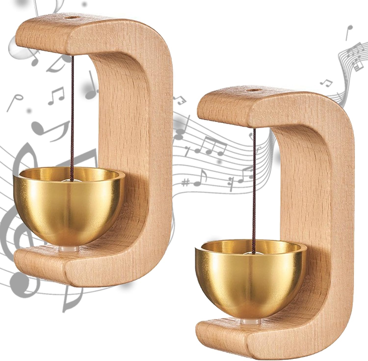 2 Pcs Magnetic Door Bell,Magnetic Wooden Wind Chime Doorbell Decoration,Shopkeepers Bell,Chime For Homes,Shops,Offices,Unique Door Decorations - Creative Gifts(Beech)