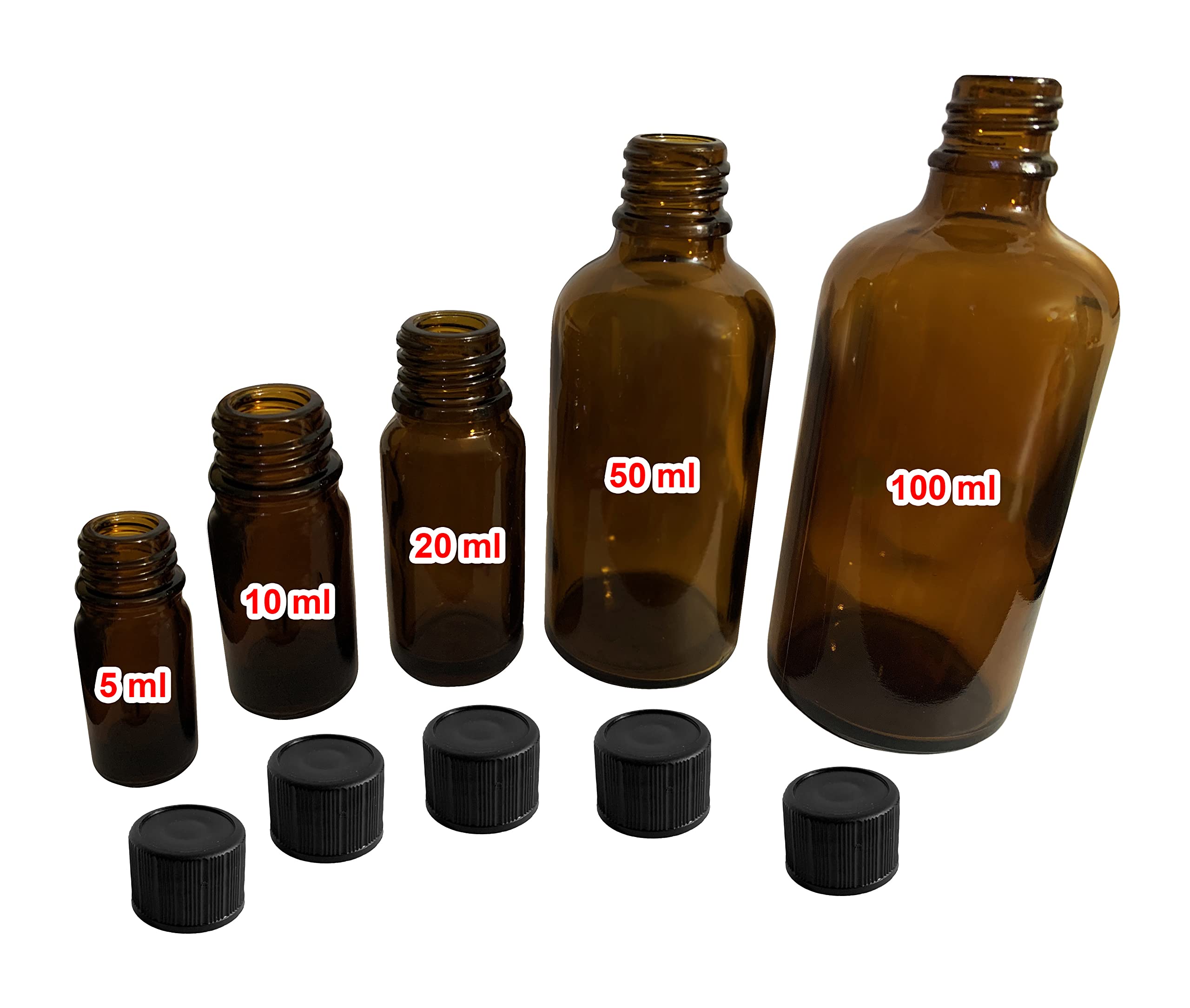 Set de 30 botellas de vidrio (20 ml) con tapón de rosca negro