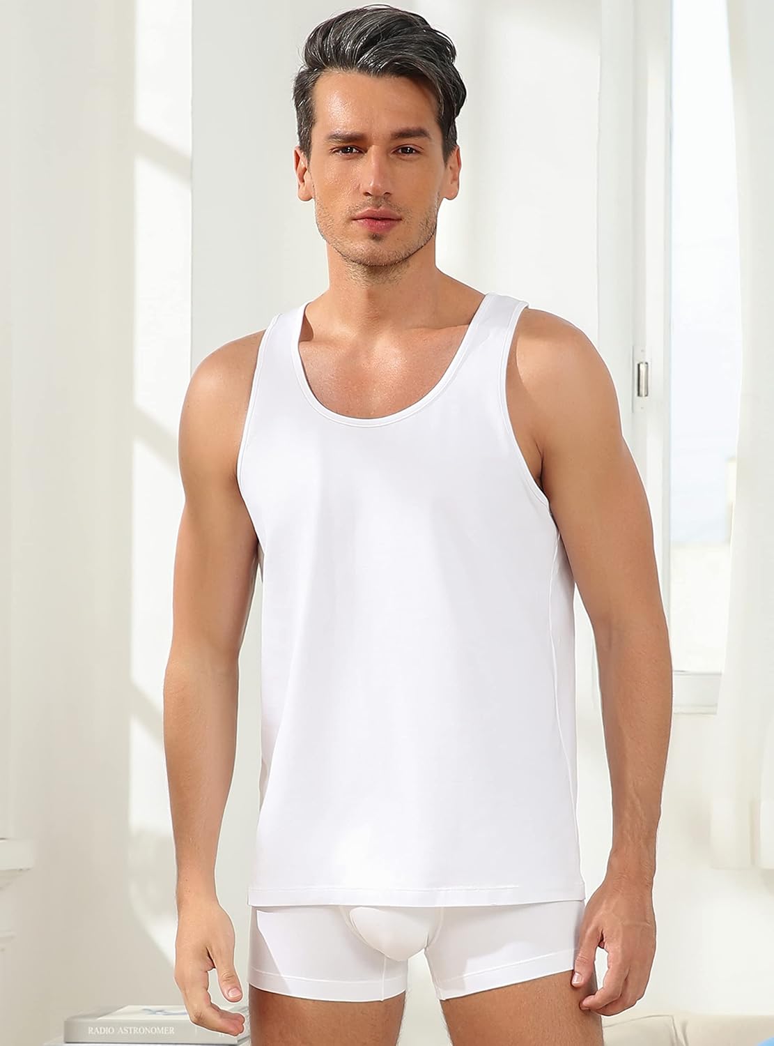 COLORFULLEAF Mens Undershirts Bamboo Rayon Tank Tops Men Crew Neck Stretchy Sleeveless Tank Shirts 3 or 6 Pack - Image 2