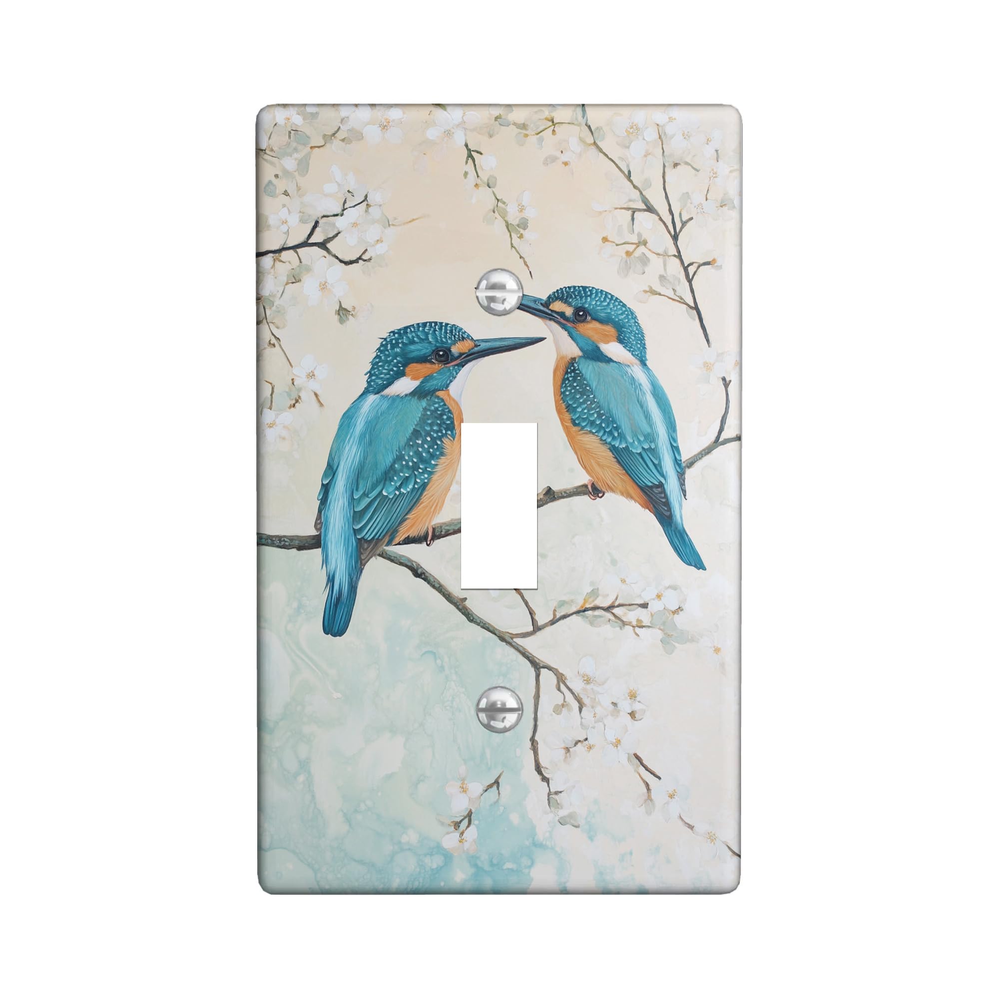 Kingfisher Light Switch Cover Plates/Outlet Covers, Aqua Blue Birds for Seasonal Decor, Thermoplastic Wall Plates, Standard Size Single Toggle
