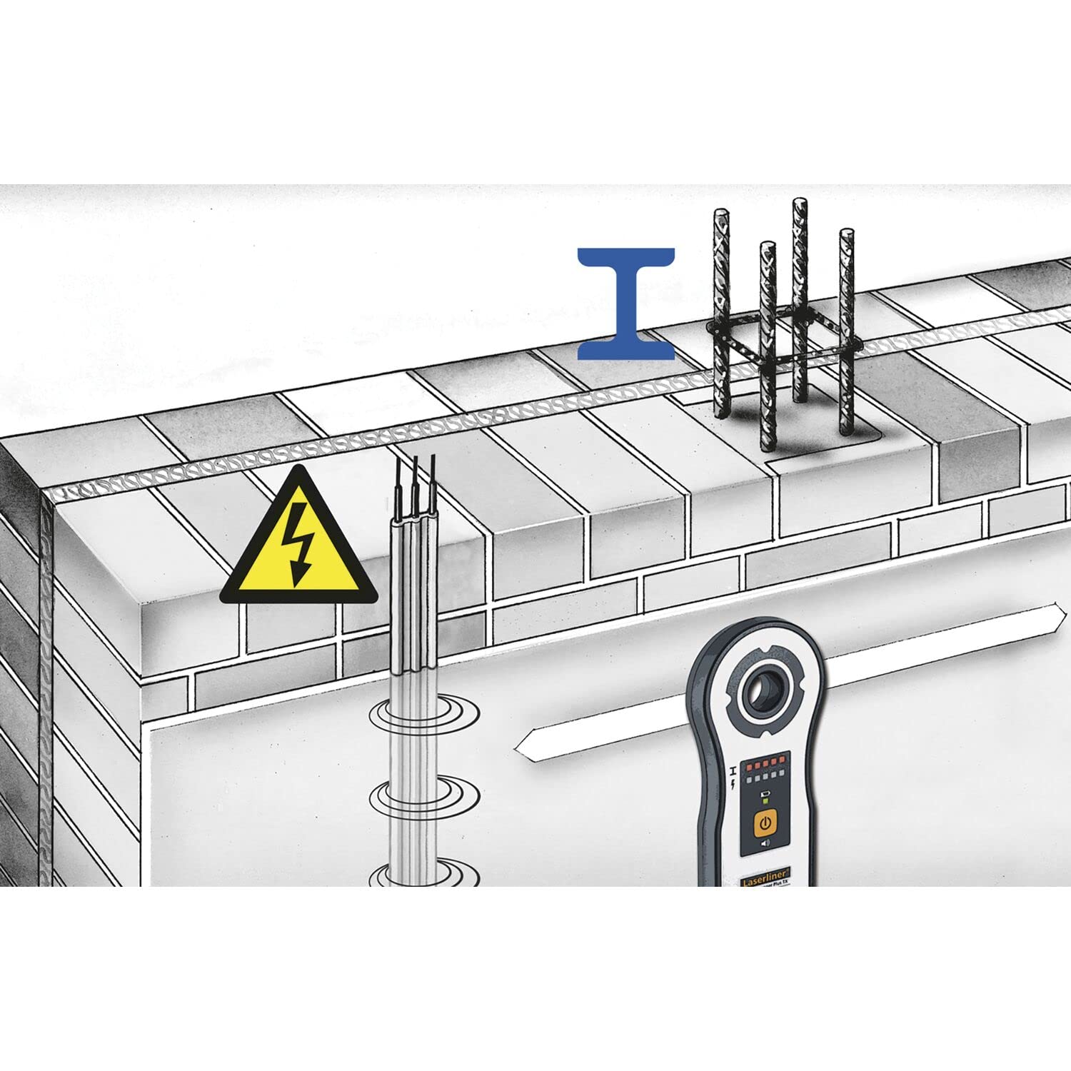 Laserliner CenterScanner Plus - Nivelador láser (Negro, Gris, -30 - 40 °C, -40 - 60 °C, 75 mm, 28 mm, 172 mm)