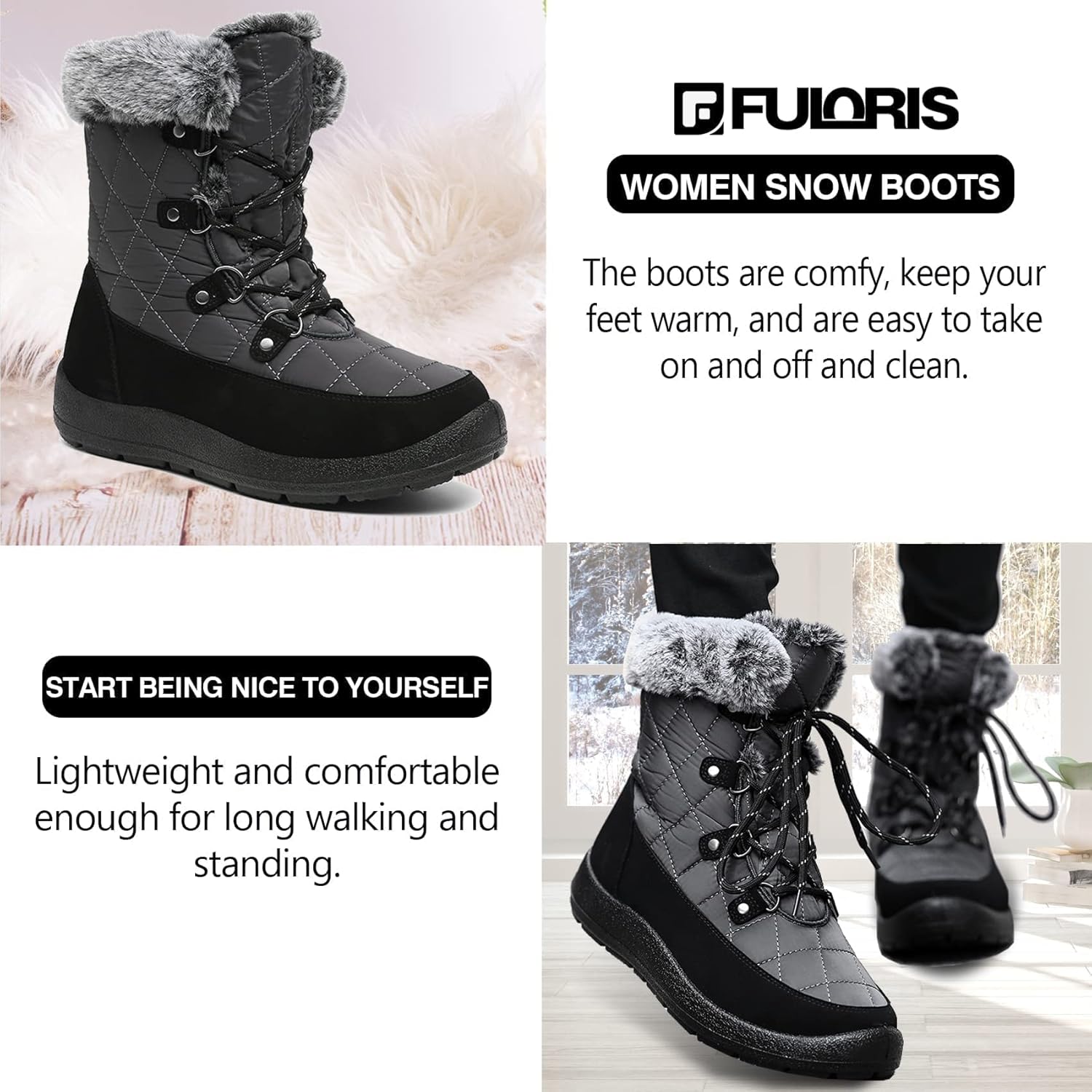 Women's Winter Snow Boots Warm Insulation Outdoor Cold Weather Ankle Boot for Women Lightweight Fur Lined Non Slip Waterproof - Image 5