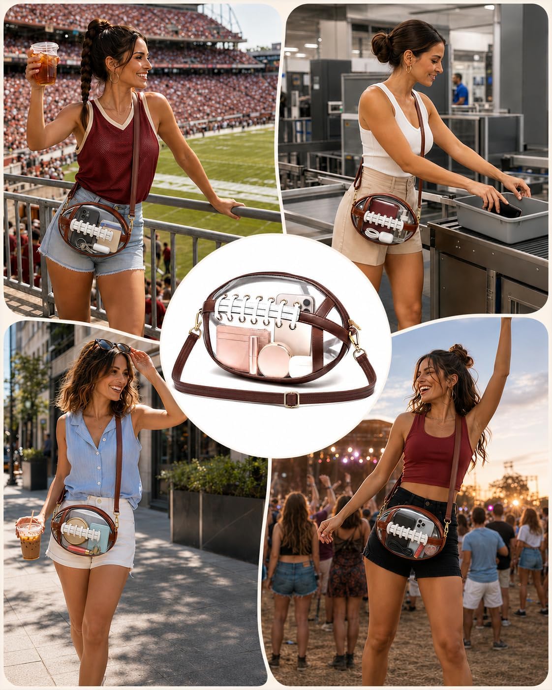 Clear Football Purse, Clear Bag for Stadium Events and Concerts