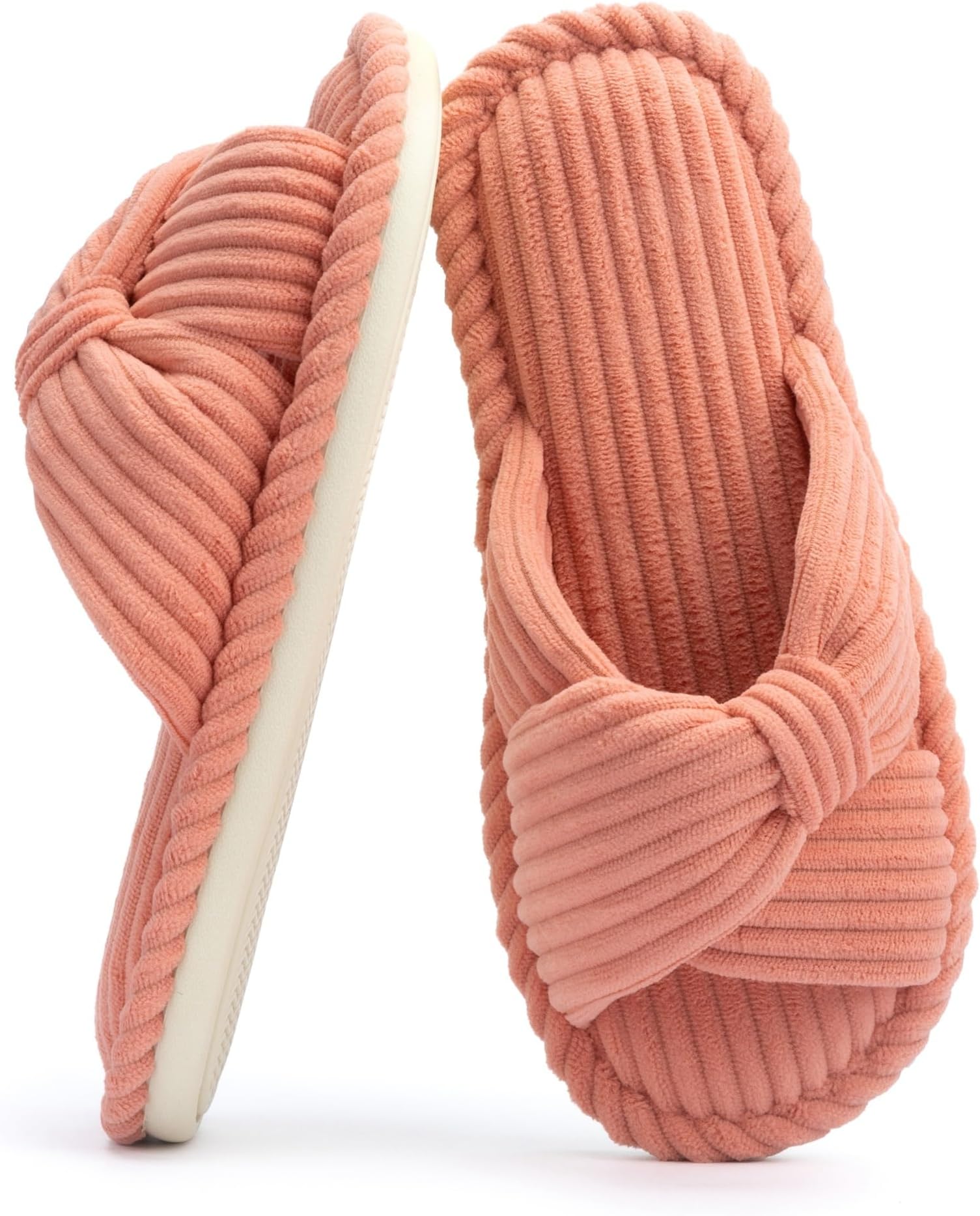 Slippers for Women Memory Foam House Womens Slipper Slides Home Bedroom Bathroom Spa Open Toe Corduroy Bow Slippers Cozy Comfortable