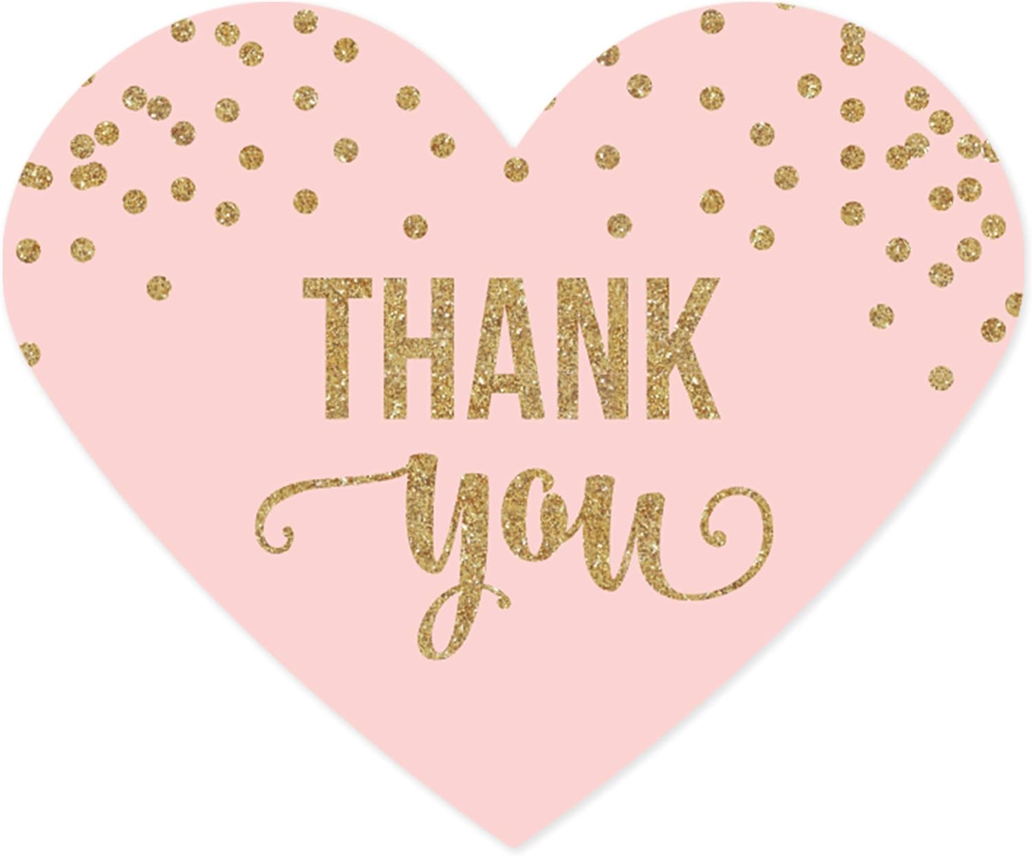 Andaz Press Blush Pink Gold Glitter Girl's 1st Birthday Party Collection, Mini Heart Label Stickers, Thank You, 75-Pack