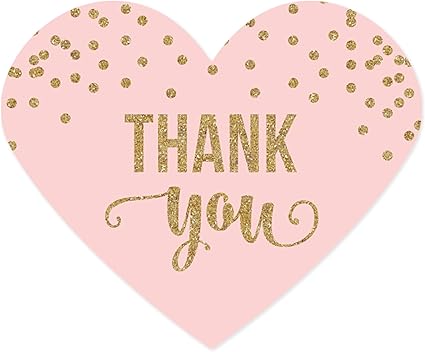 Amazon Com Andaz Press Blush Pink Gold Glitter Girl S 1st Birthday Party Collection Mini Heart Label Stickers Thank You 75 Pack Home Kitchen