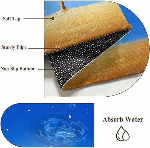 Miniatura 7 de 2.7x5 Area Rugs, Yellow Tree Non-Skid Rubber Backing Large Rectangle Rugs - Living Room Bedroom Home Office, Land Gradient Star Sky Retro Watercolor