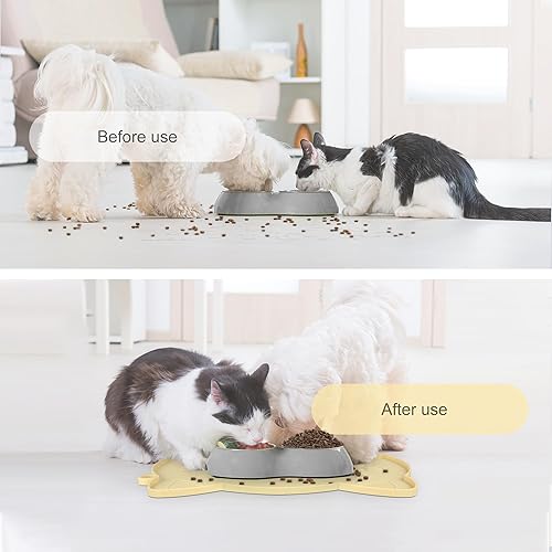 Miniatura 11 de Coomazy Tapete de comida para gatos, tapete de alimentación para perros más grueso para alimentos y agua, tapete de silicona antideslizante