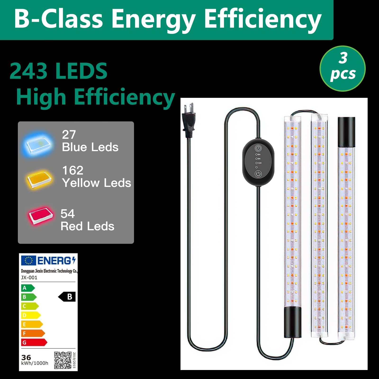 Lampada per Piante, 243 LEDs Full Spectrum lampade LED Coltivazione, Lampada di Crescita con Timer Auto, 10 einstellbare Helligkeitsstufen, 3 Lichtmodi