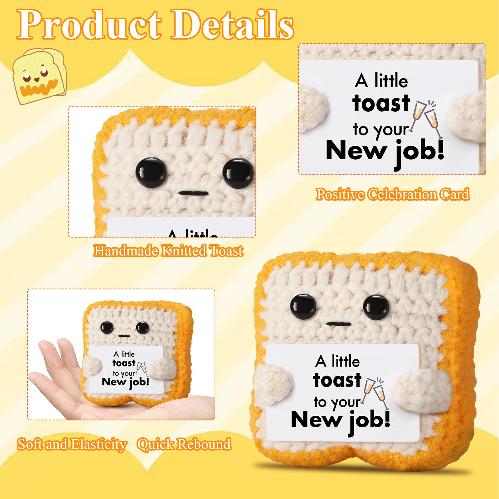 Cumnvulnt Funny Positive Crochet Toast, Cute Emotional Support Crochet Toast with Congratulations Card - Image 3
