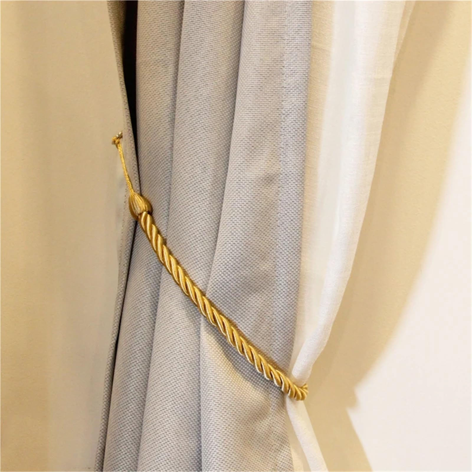 Lot de 10 embrasses de rideaux tissées à la main - Avec boucle - Accessoires décoratifs pour la maison - Bleu marine