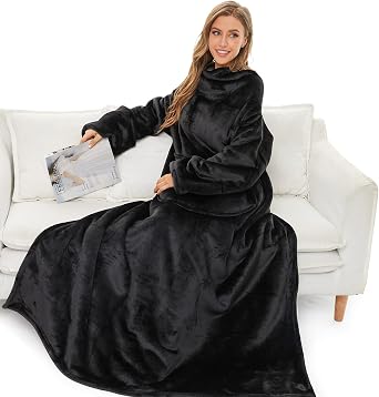 THREE POODLE Sherpa Wearable Blanket with Sleeves for Adults, Super Soft, Warm Cozy Plush Sleeved Throw Blankets with Arms