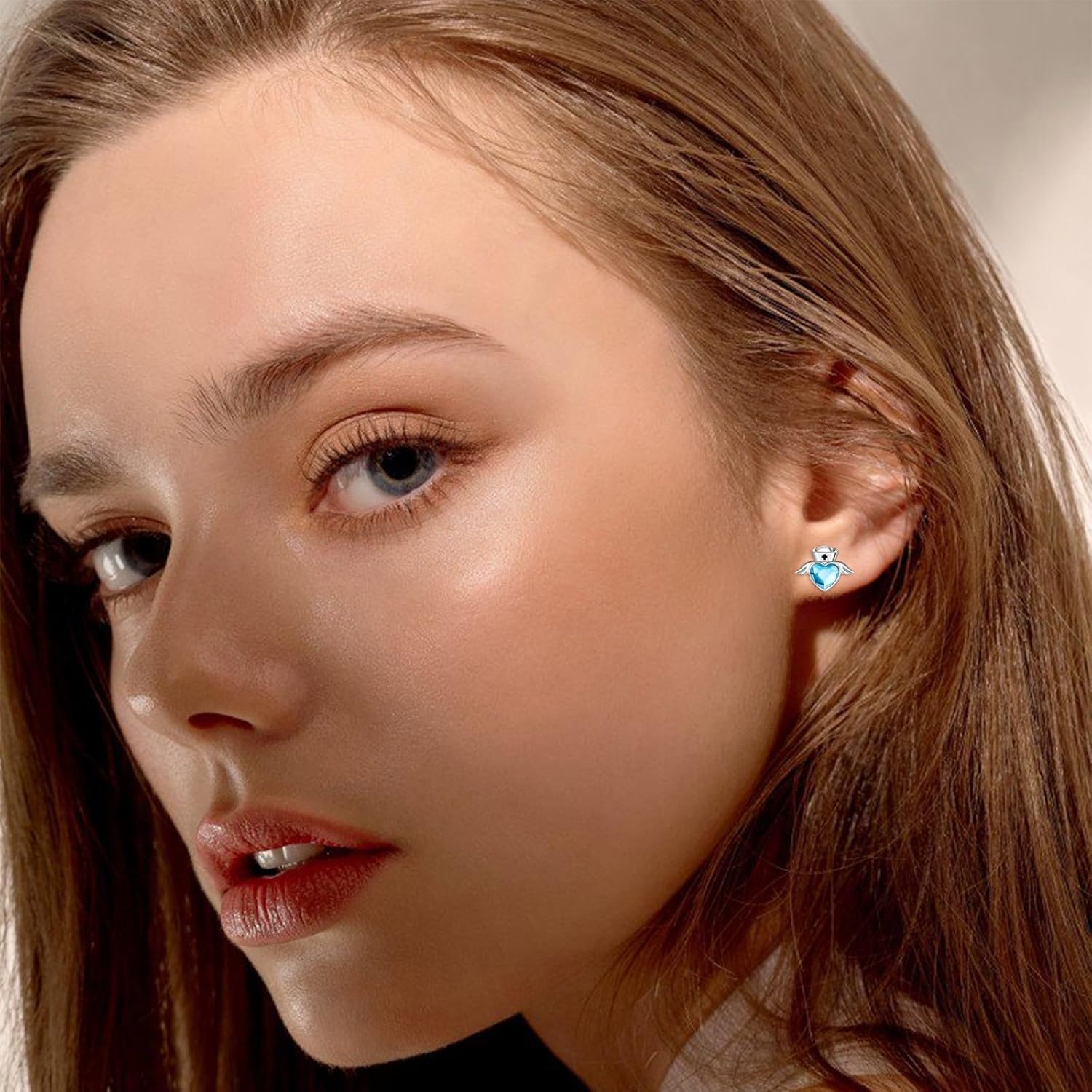 Nurse Earrings for Women 925 Sterling Silver Angel Earrings Stud Nurse Jewelry Birthstone Gifts for Doctor RN Medical Student Nurses Day
