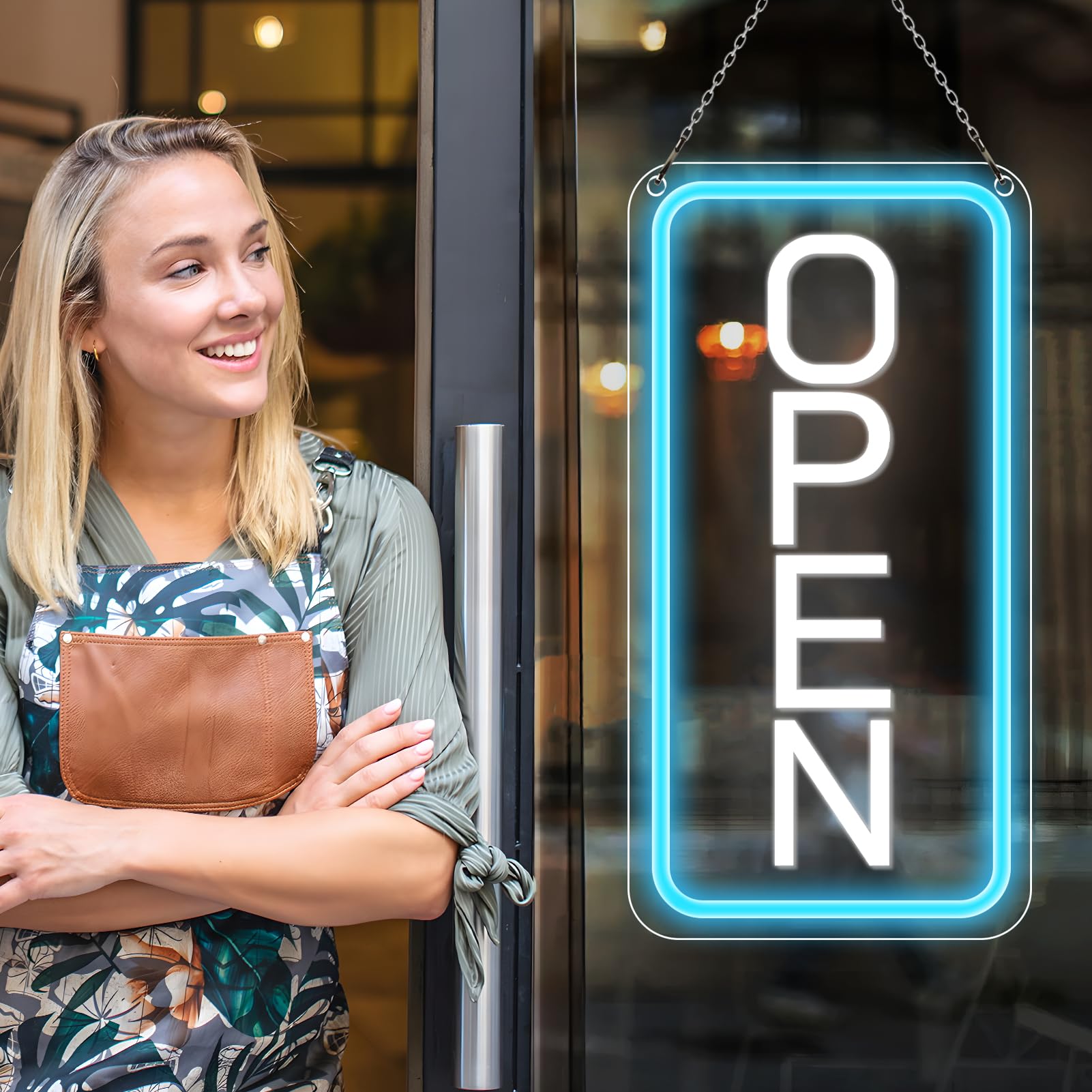 Neon Open Sign - 16''x9'', Super Bright LED Sign for Business, Adjustable Brightness USB Powered with ON/OFF Switch, for Party Club Hotel Window Wall
