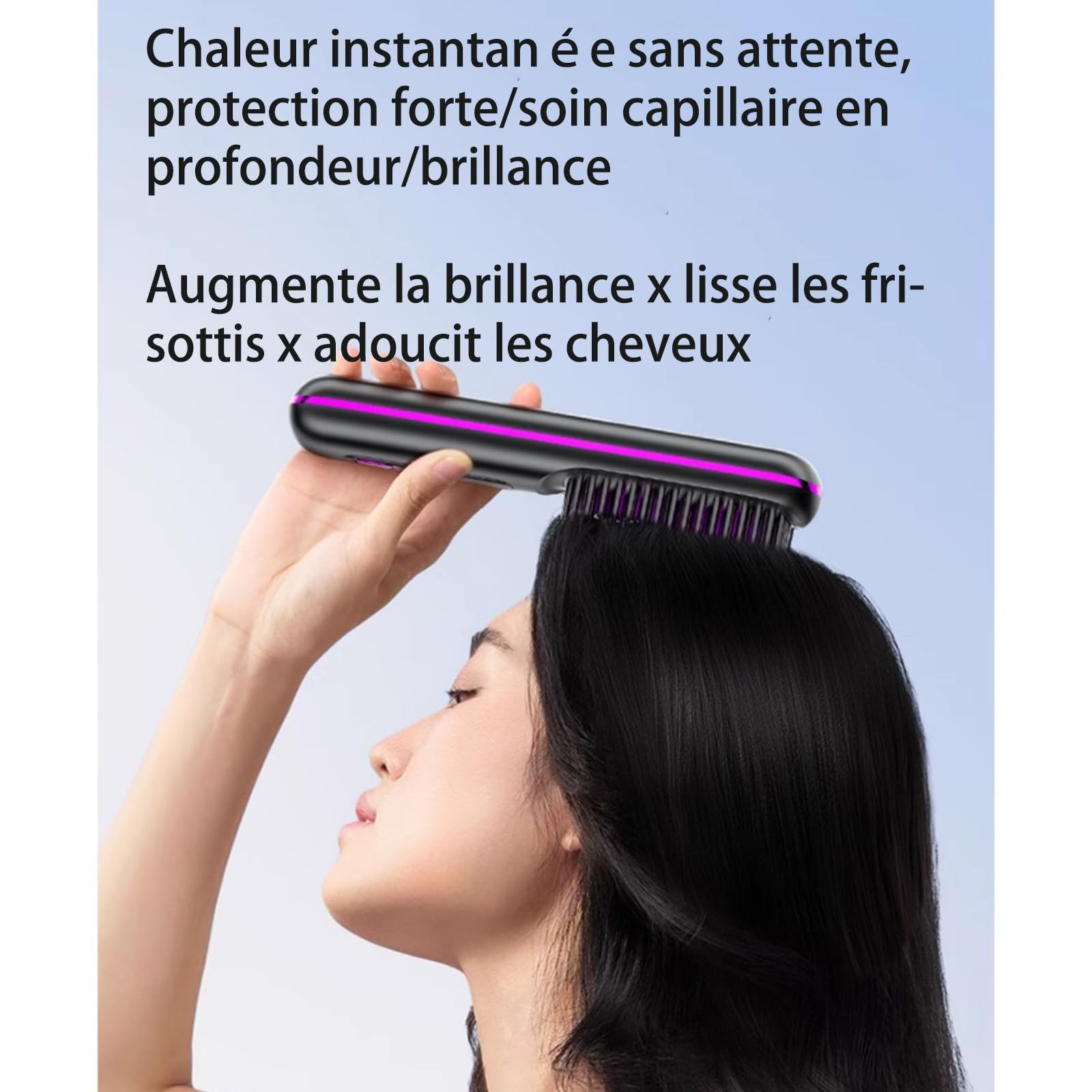 Brosse Chauffante Cheveux Court | Brosse Lissante Rechargeable 2026, 3 Températures, Écran LED – Compacte pour Voyages et Usage Quotidien (1,noir)