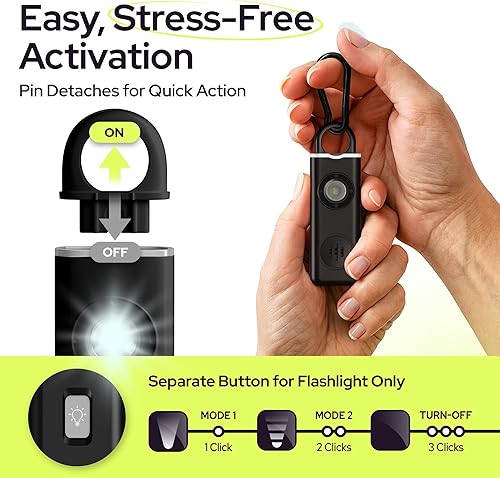 Miniatura 3 de Weten Alarma de seguridad personal para mujeres  Llavero de sirena de pánico fuerte de 130 dB  Alternativa de silbato de violación  Luz LED, clip de