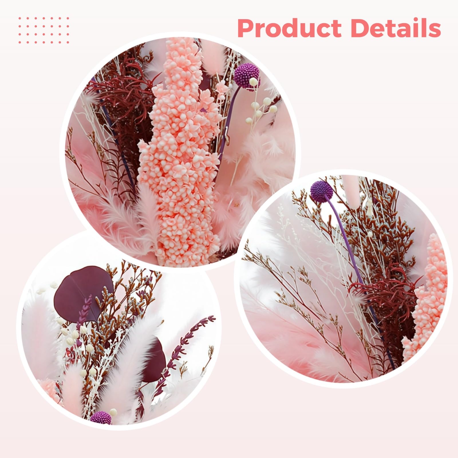 Pampasgras Deko, Trockenblumenstrauß aus Pampasgras, vielseitige echte Trockenblumen, Mix in Rosa und Violett, ideal für Zuhause, Feiern und Vase, für Tisch und Raumgestaltung