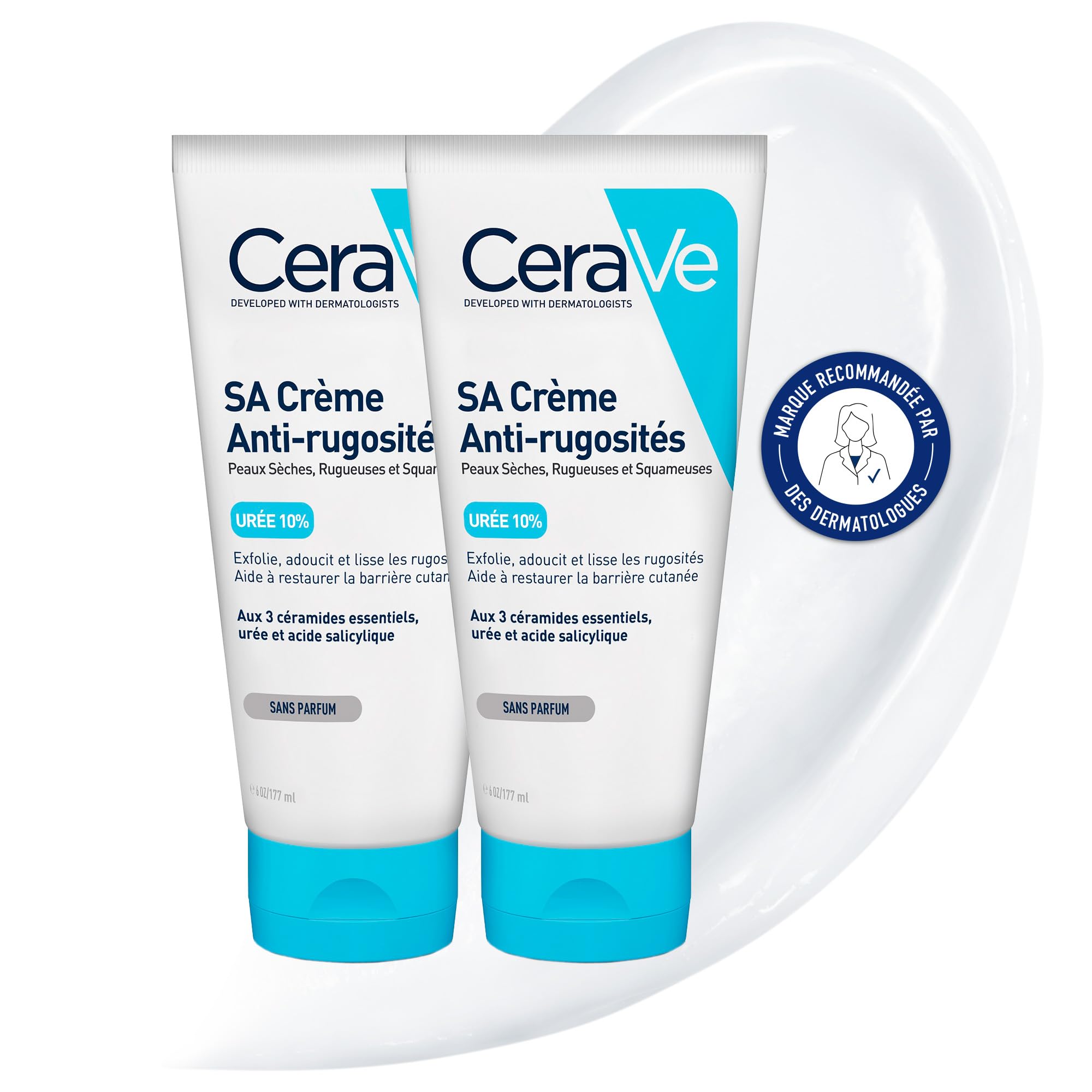 CeraVe - Crème Anti-Rugosités à l’Acide Salicylique, Crème Hydratante Corps, Exfolie, Adoucit et Lisse, Céramides, Acide Hyaluronique, Urée, Peaux Sèches, Rugueuses, Squameuses et Kératose Pilaire