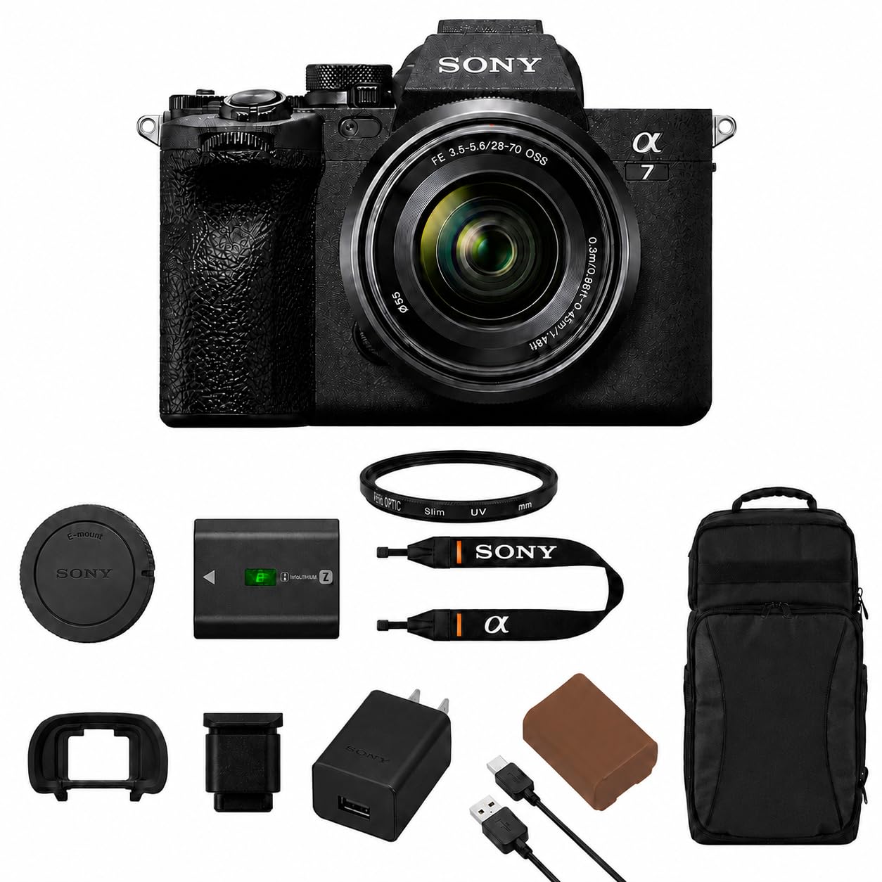 Sony Alpha a7 IV 33MP 4K Mirrorless Camera with FE 28-70mm OSS II Lens, with Backpack, Extra NP-FZ100 Battery, 55mm Filter, 1 Year Warranty