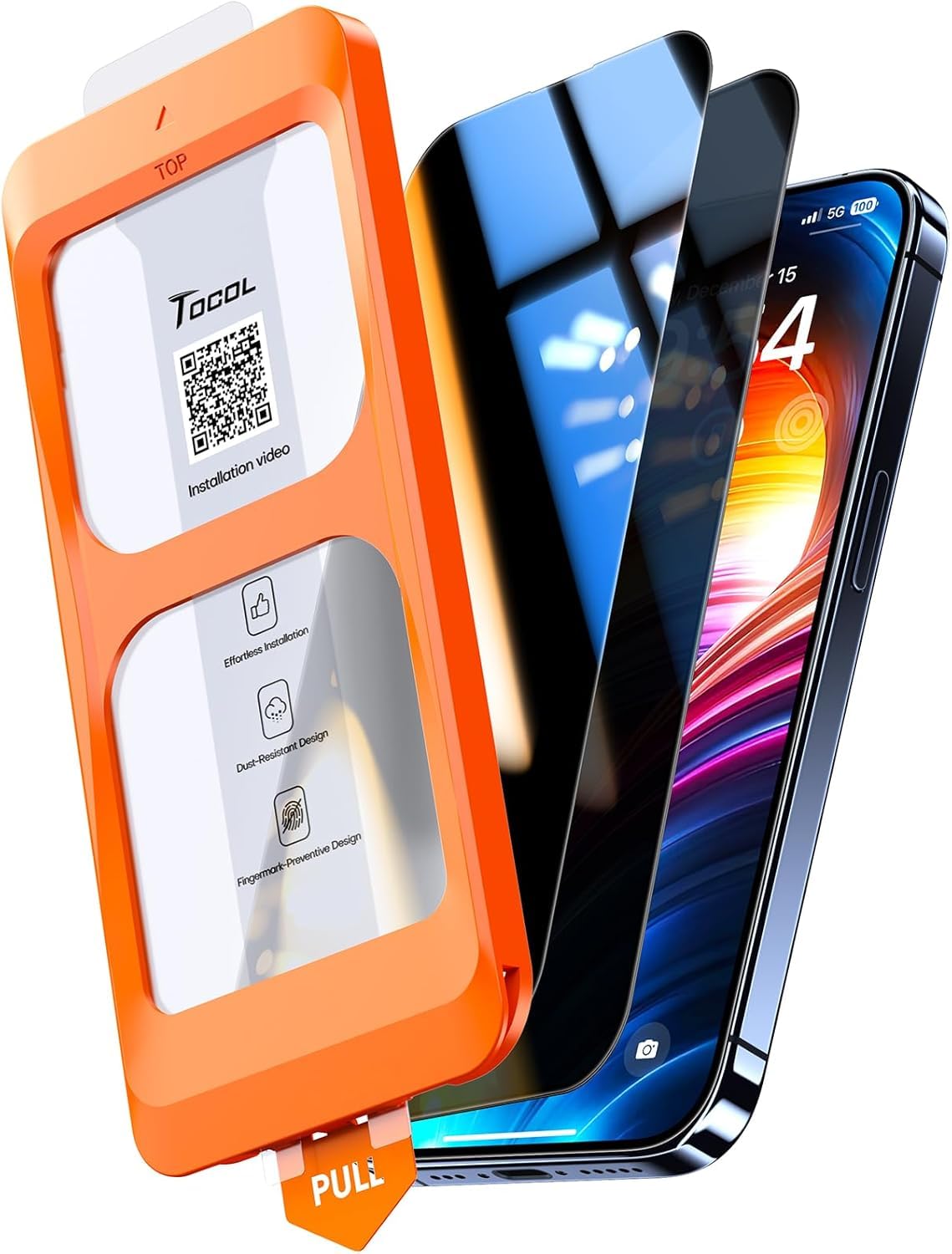 TOCOL Privacy Pellicola Vetro Temperato per iPhone 17, 25° Reali Anti-Spy, Rimozione Automatica Della Polvere, Copertura Completa, Senza Bolle, Durezza 9H, 2 Pezzi