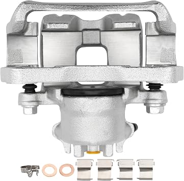 19B2680 Front Left Brake Caliper Driver Side Caliper Assembly Fit for Mitsubishi Lancer 2002-2007, w/Mounting Bracket & Metal Piston