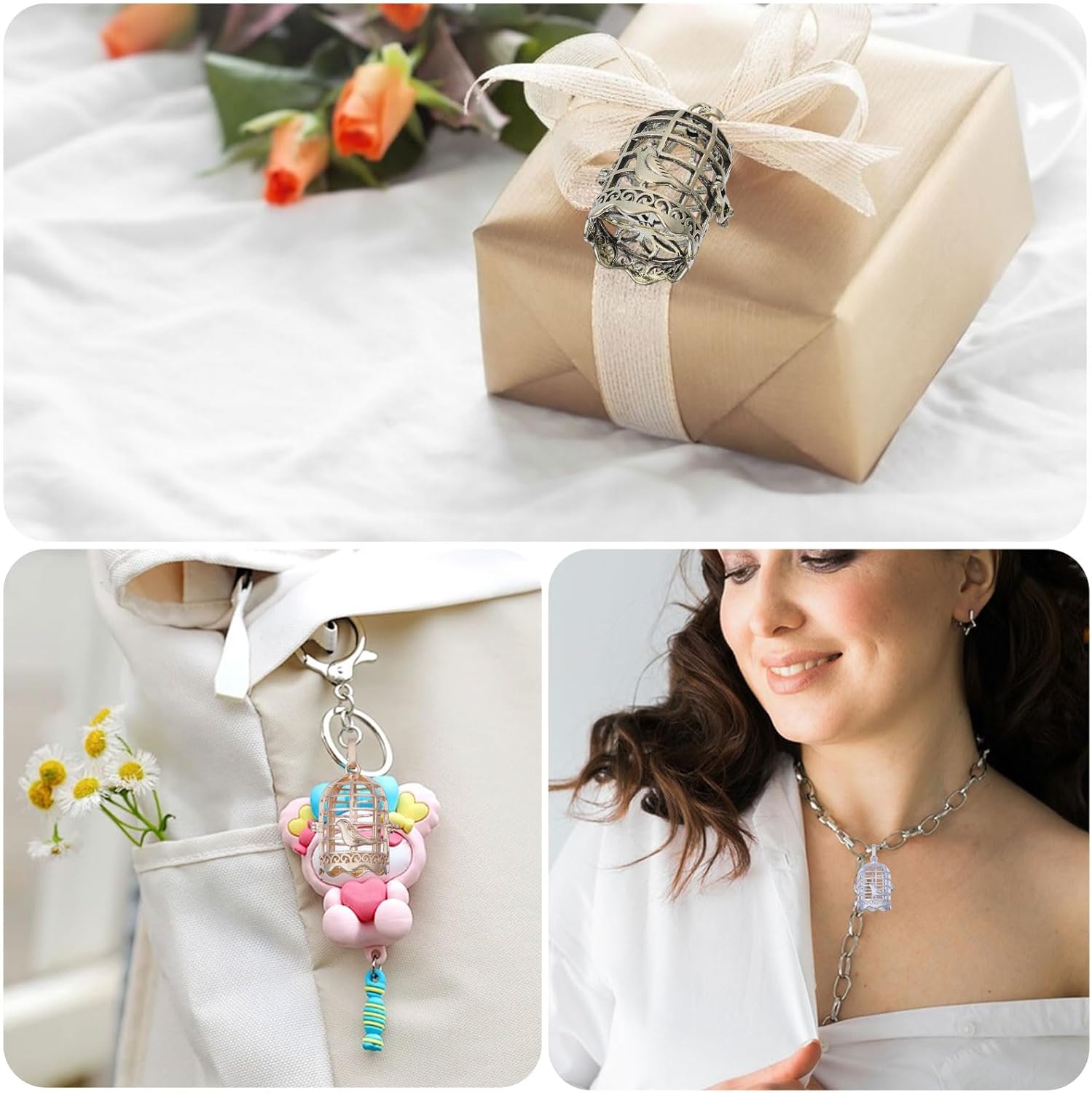 CHGCRAFT 4 Pcs 4 Colors Bird Cage Pendant Alloy Bird Cage Charms Bird Cage Pendant Charms for Jewelry Making Earring Necklace Bracele DIY Craft Supplies - Image 7