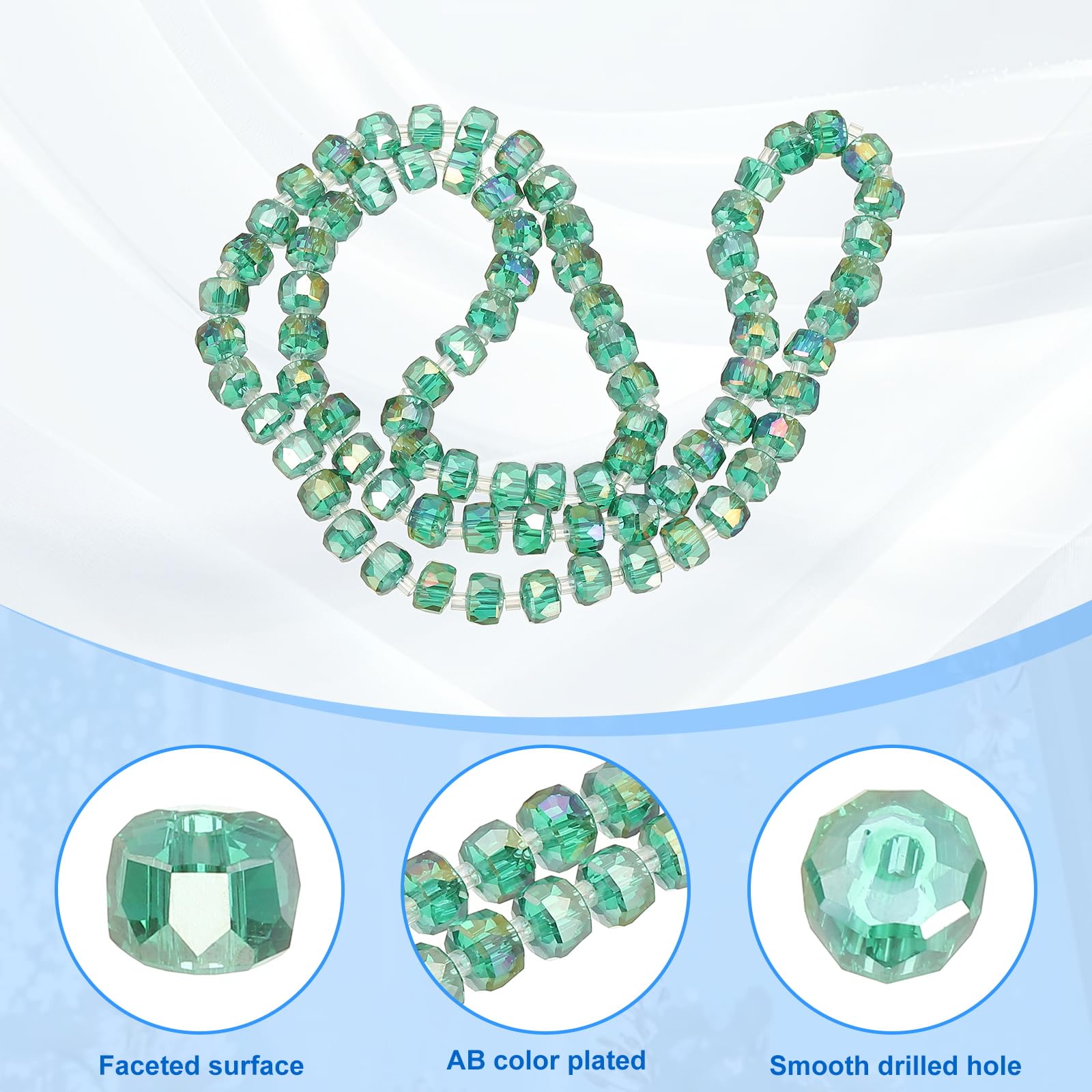 PATIKIL 75 Pcs 8mm OD 5mm Thick Emerald Crystal Glass Beads - Image 3