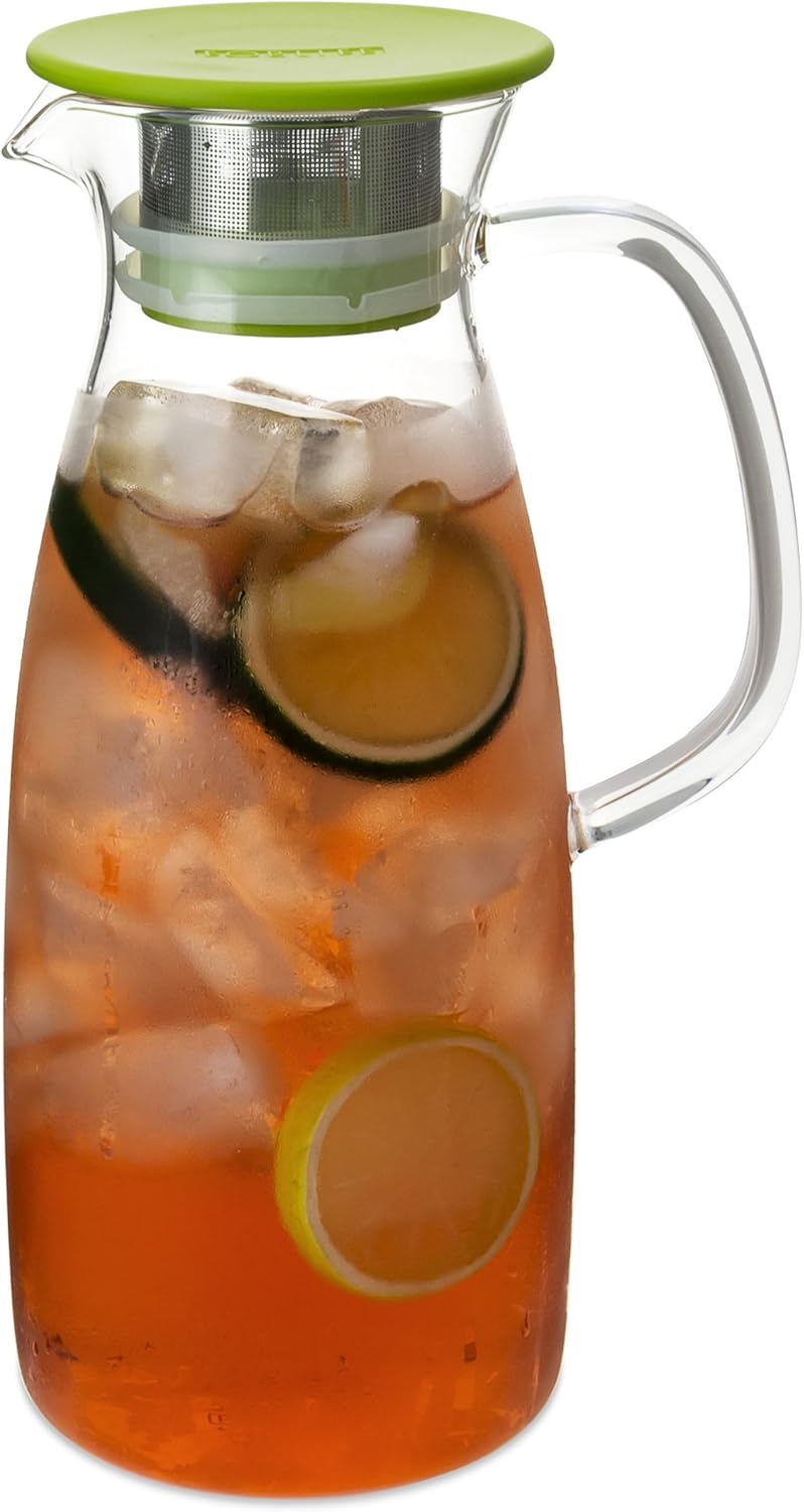 FORLIFE Mist Glass Ice Tea Jug, 50-Ounce, Black