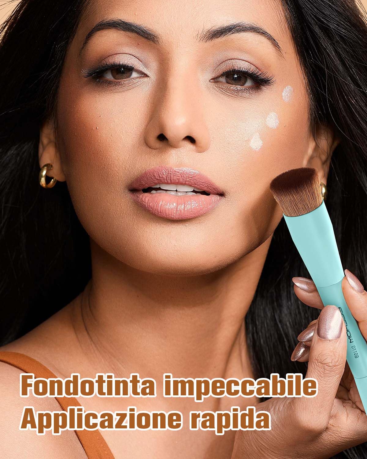 Eigshow - Pennello per fondotinta e correttore, pennello per make-up a doppia estremità per una copertura impeccabile del fondotinta, correttore per il contorno occhi, vegano e senza crudeltà (D110B)